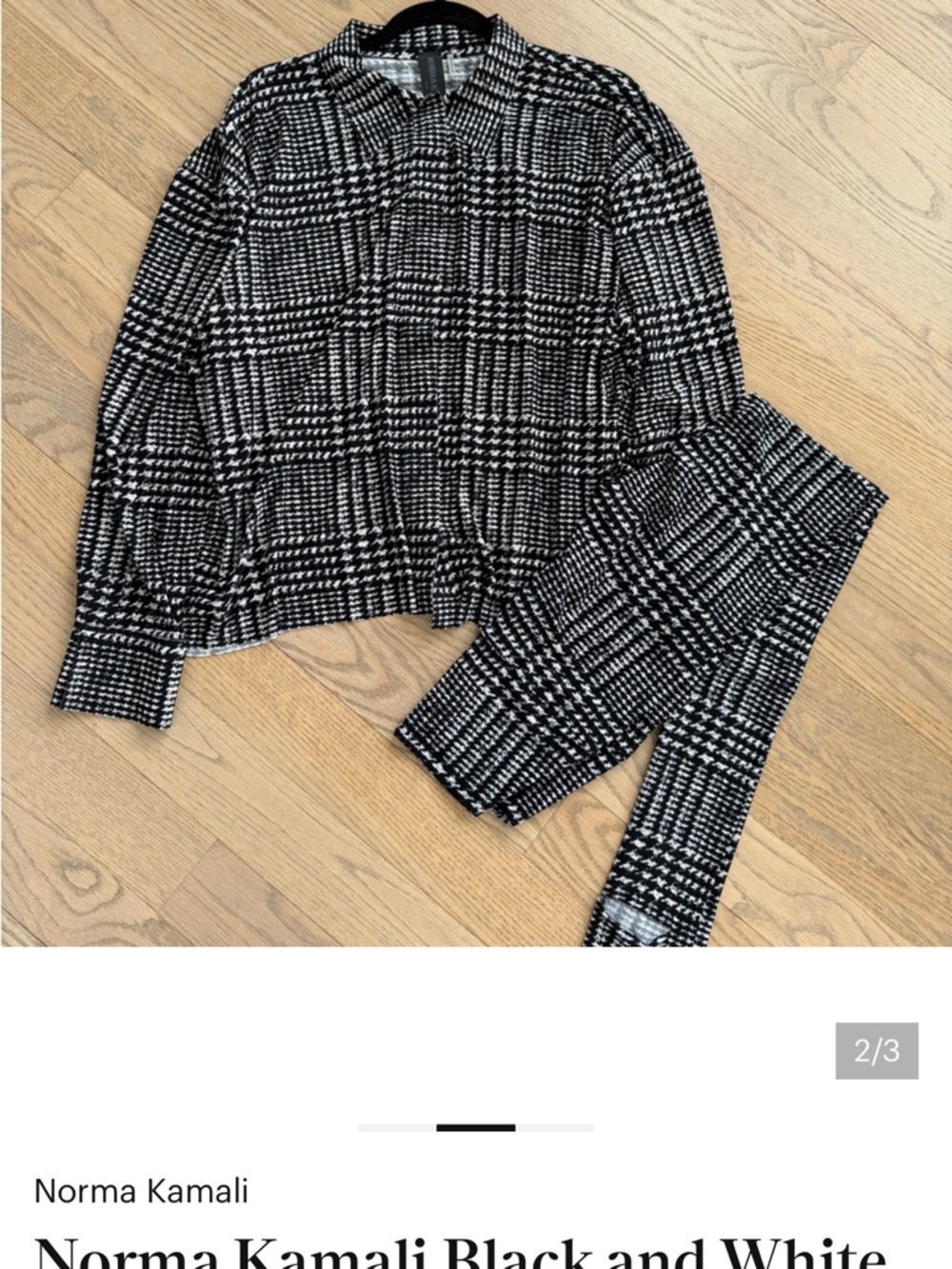 Norma Kamali Black & White Plaid leggings only
